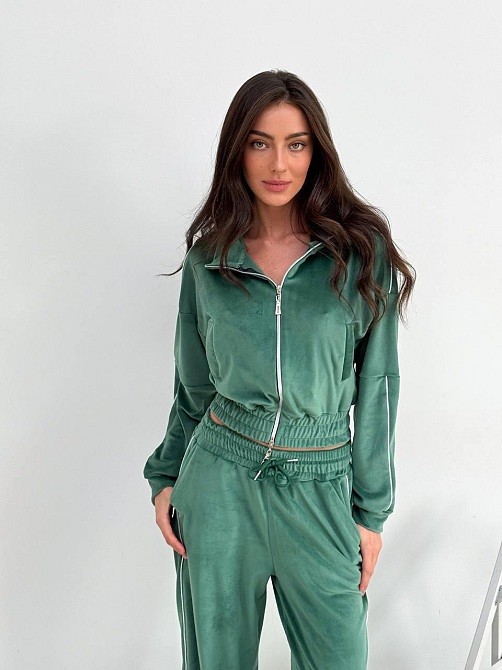 Велюровый костюм с лампасами Зелёный 48/52 Харьков - изображение 3