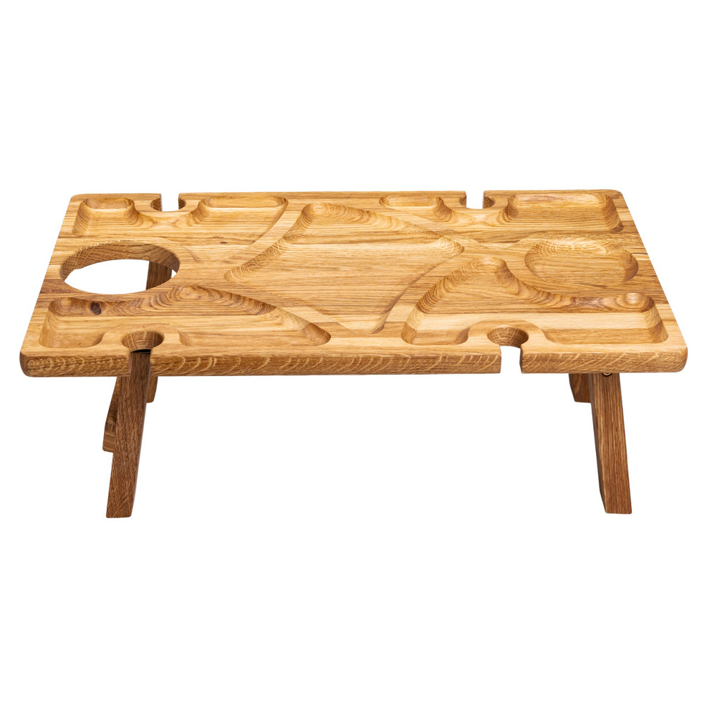 Lugi Винний столик-менажниця з дерева 50×30 см прямокутний на ніжках дуб Коломыя - изображение 3