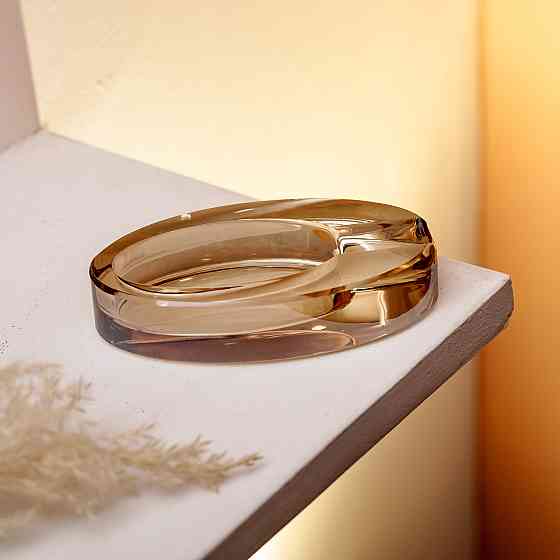 Скляна попільничка для сигарет 13х7.5х2.5 см попільничка декоративна настільна Золотиста HP-4-134 Коломия