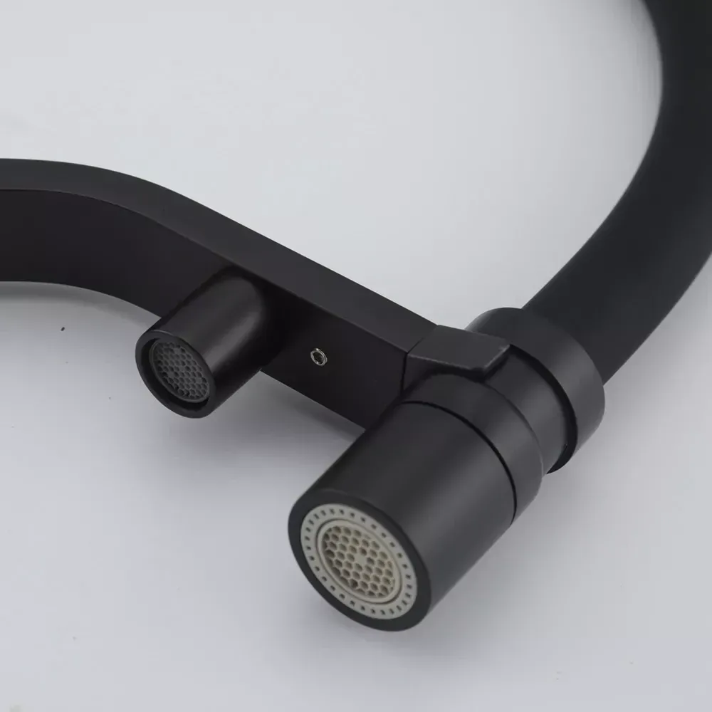 Змішувач для кухні з підключенням до фільтру GAPPO G4395-66 з гнучким виливом, чорний Київ - фото 5