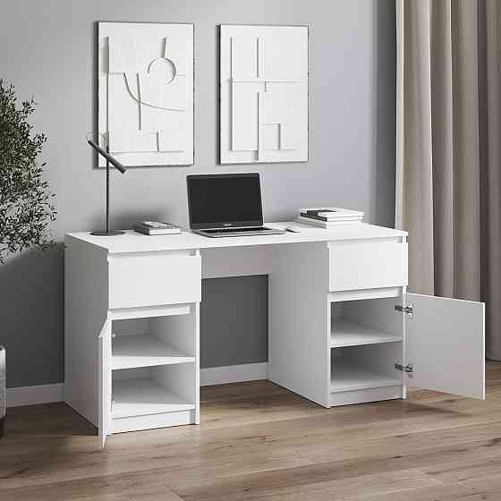 Компьютерный стол VAYS, письменный стол с двумя тумбами, c ящиками без ручек R-34 Антрацит Львов