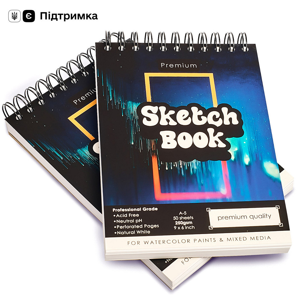 Бумага для скетчинга А5 250 г\м2 для 50 листов, альбом для рисования на спирали, Видеообзор! Каменец-Подольский - изображение 1