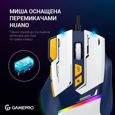 Мышка GamePro GM300BL USB Blue/White (GM300BL) Винница - изображение 6