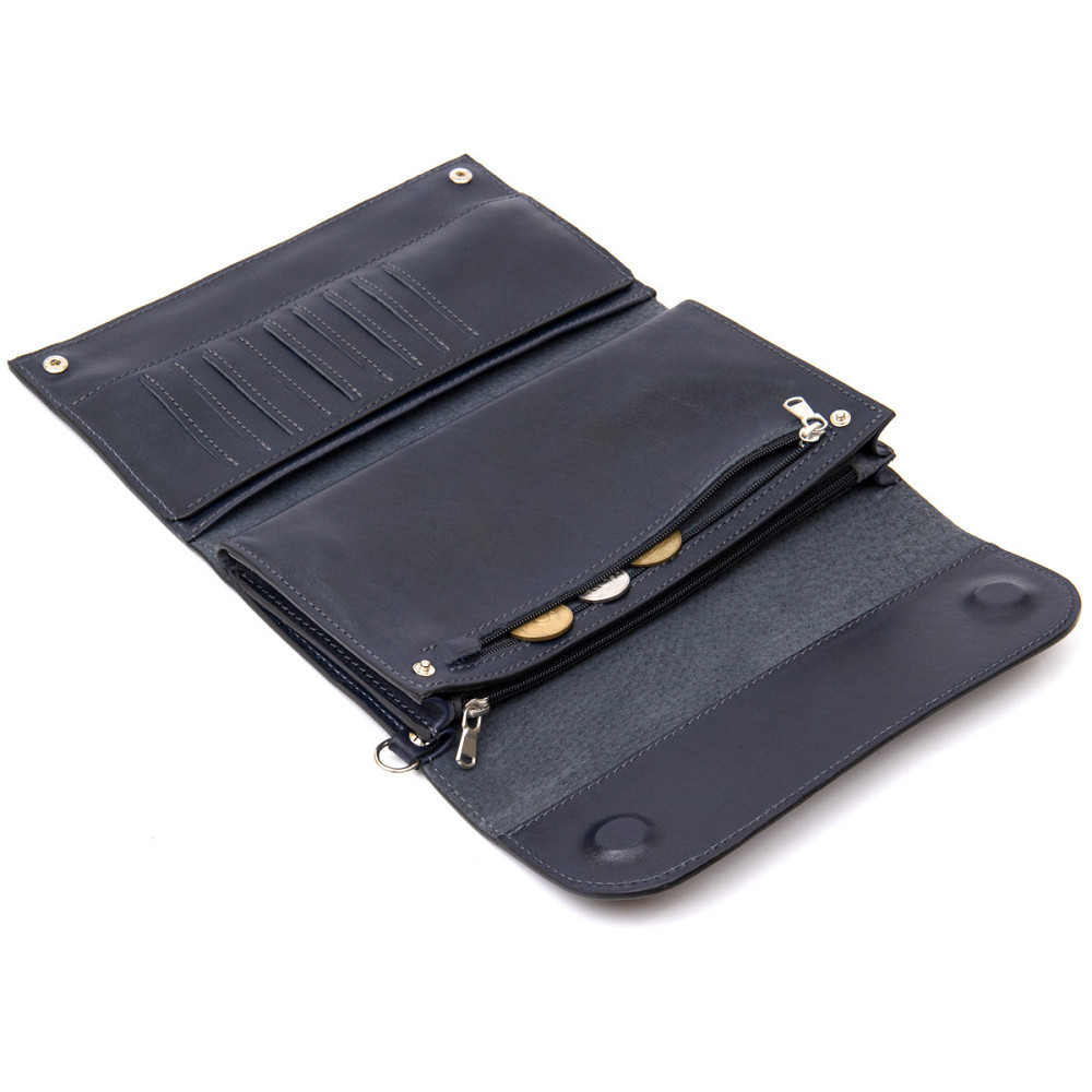 Стильный мужской клатч из натуральной кожи GRANDE PELLE 11427 Темно-синий Киев - изображение 6