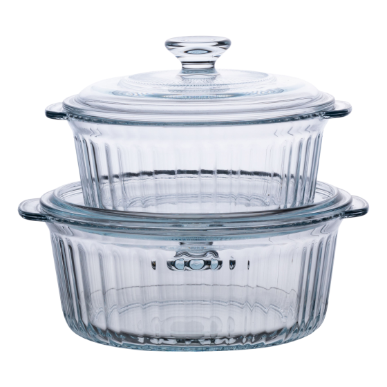 Формы для запекания набор 2 шт стеклянные с крышками круглые HP-34-26 Киев
