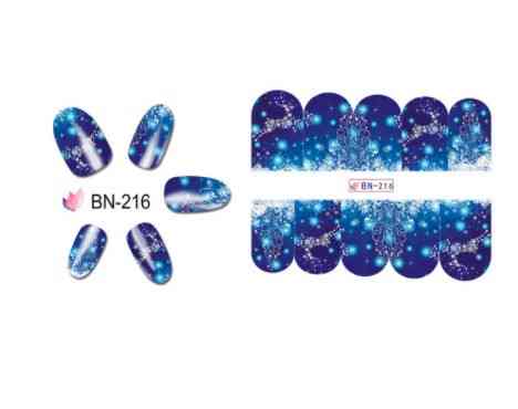 Наклейки на ногти снежинки и олени, синие, размер стикера 6*5см, инструкция по применению есть в описании Киев