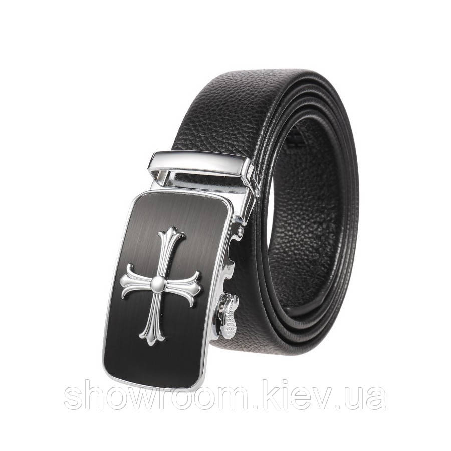 Мужской кожаный ремень с пряжкой автомат Leather Collection (7811) Киев - изображение 1