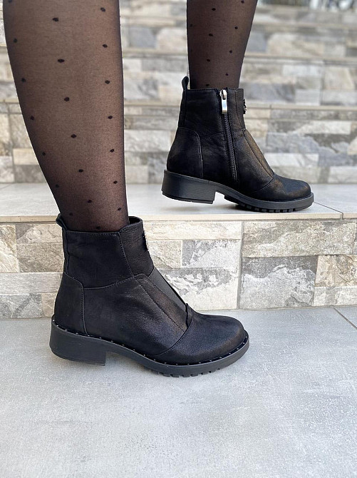 Жіночі черевички D and V чорні натуральна шкіра-сатин37р.-24 см (1222) Коломыя - изображение 1