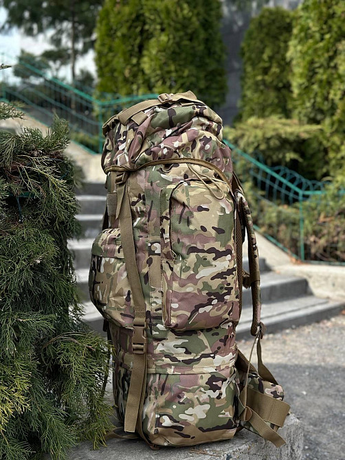 Тактичний рюкзак 120л мультикам з системою molle, каркасом і матеріалом оксфорд для військових Львів - фото 4