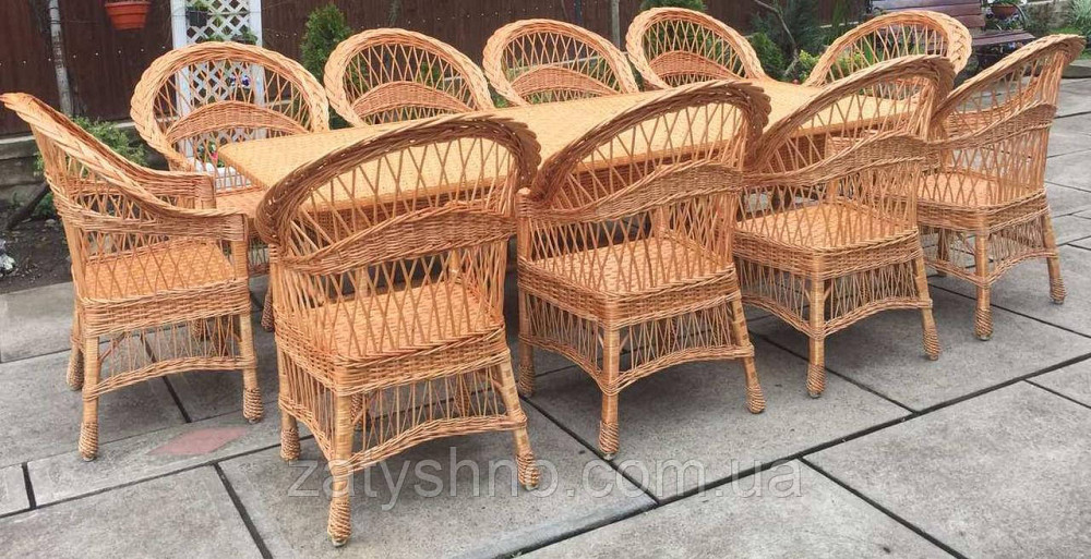 Мебель плетеная на 10 человек | мебель из лозы с креслами | мебель  натуральная с большим столом Киев - изображение 7