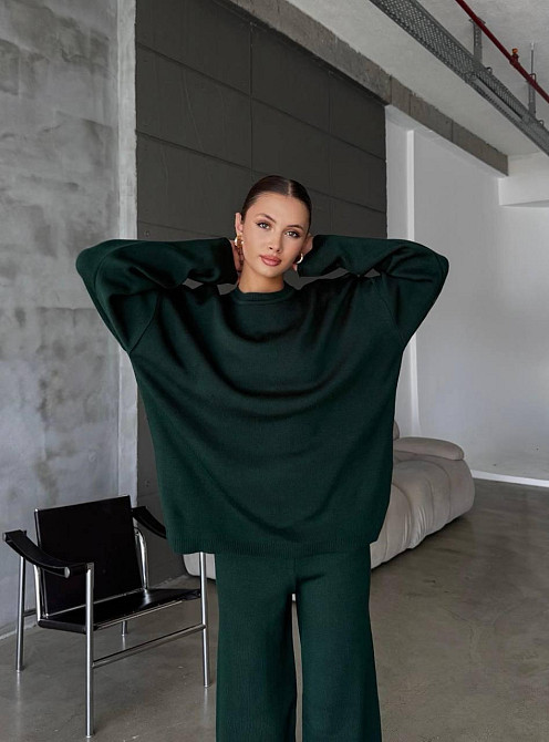 Жіночий затишний базовий костюм двійка з турецької ангори-кашемір Зелений, 46/48 Одеса - фото 2