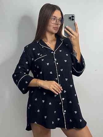 Жіноча муслінова нічна сорочка Чорний XL-2XL Харків