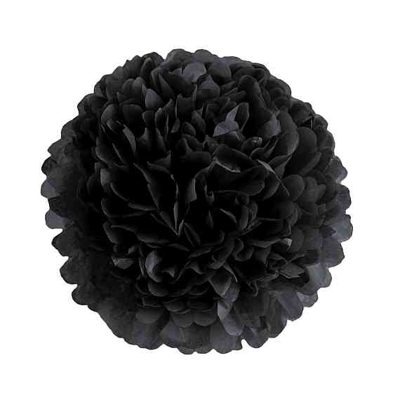 Помпон бумажный для праздника 15 см черный Киев