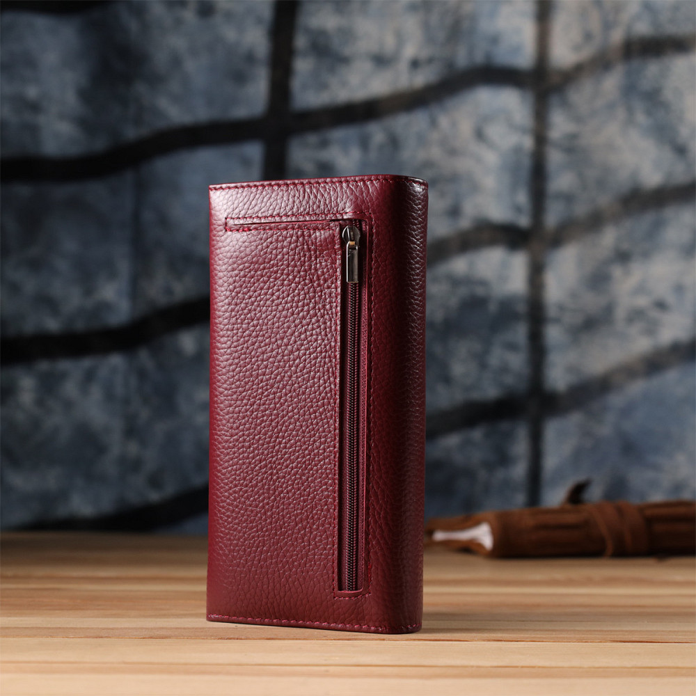 Практичний гаманець для жінок із натуральної шкіри ST Leather 23098 Бордовий Київ - фото 10