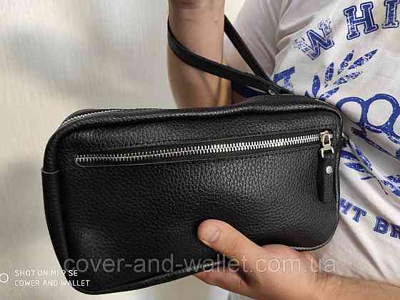 Чоловіча шкіряна барсетка клатч на блискавці PS Leather Київ