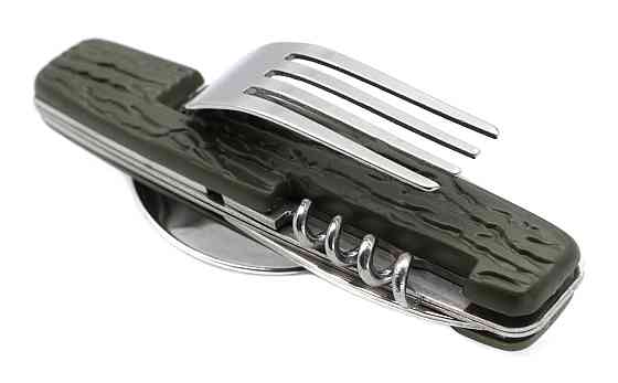 Туристический столовый прибор зелёный 6 в 1 большой Днепр