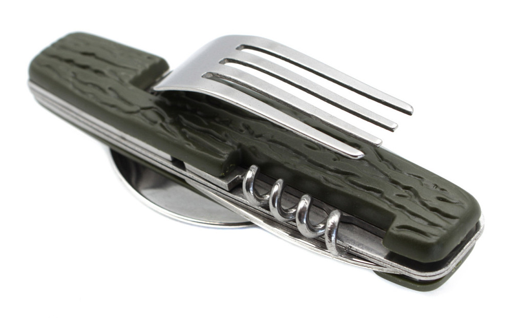 Туристичний столовий прилад зелений 6 в 1 великий Дніпро - фото 1