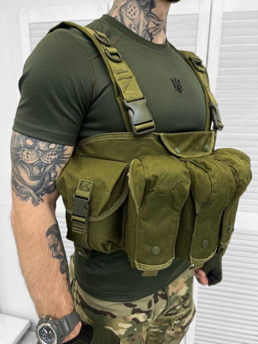 Нагрудная сумка разгрузка олива военная армейская на бронежилет Одесса - изображение 7