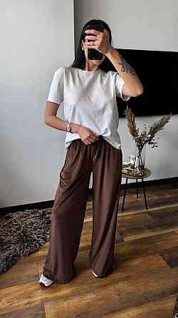 Женские прогулочные брюки из плюш велюра Шоколадный, 44/46 Одесса