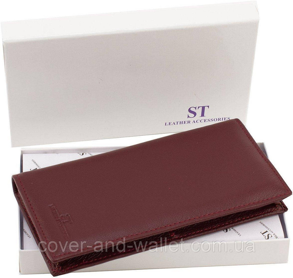 Вертикальный женский купюрник из натуральной кожи бордового цвета ST 152 Киев - изображение 7
