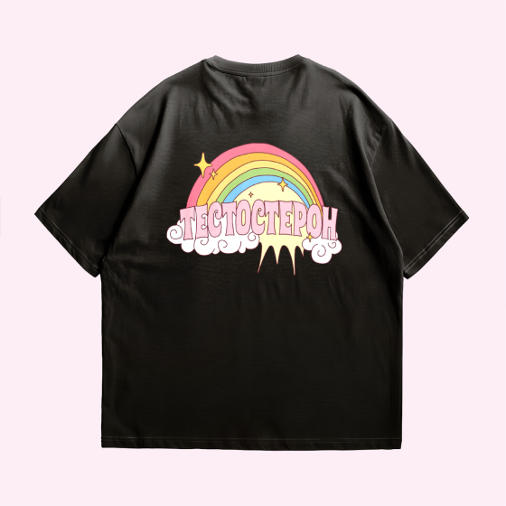 Оверсайз футболка «ТЕСТОСТЕРОН» с большим принтом Графитовый, S Черновцы