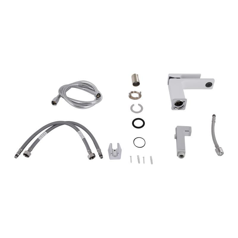 Смеситель для раковины, с гигиеническим душем Qtap Gemini QTGEM272CRW45691 (k35), однорычажный Chrome/White Харьков - изображение 7