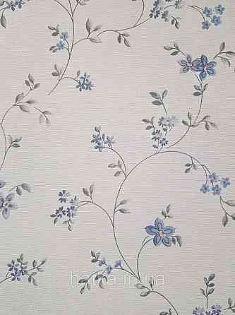 Шпалери вінілові на флізеліні A.S.Creation Maison charme 0.53x10 прованс квіти листя бузкові блакитні на білому Київ