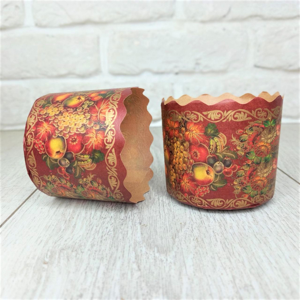 Паперова форма для пасок 70–100 г d70×h65 мм «Жостово», декоративна, 50 шт для випічки Харків - фото 4