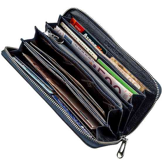 Вертикальный женский кошелек-клатч Синий (ST Leather) Киев