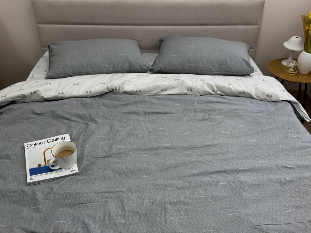 Ecotton Комплект постільної білизни Ecotton полуторний 150х215 см сіра Полоса 21205 Коломия - фото 7