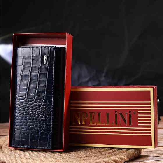 Надежный женский кошелек с монетницей из натуральной фактурной кожи Синий (CANPELLINI) Киев