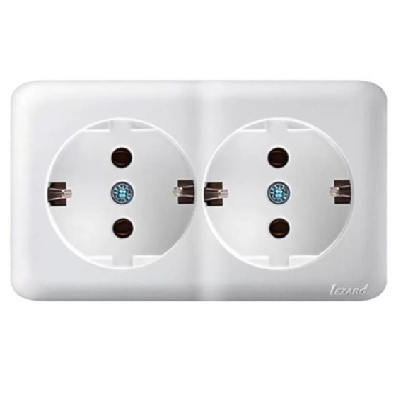 Розетка VIOLA двойная с заземлением белый Lezard Харьков