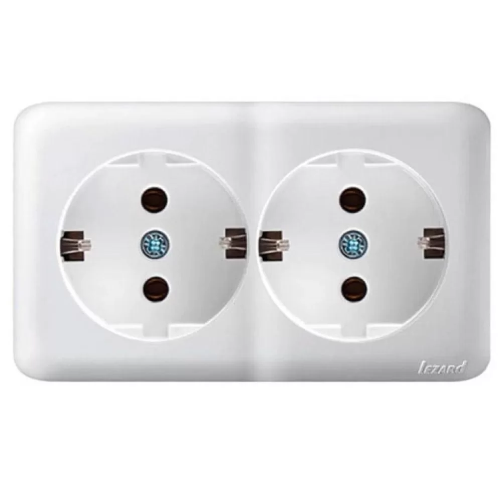 Розетка VIOLA двойная с заземлением белый Lezard Харьков - изображение 2