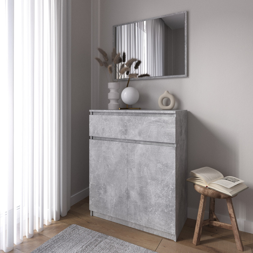 Комод тумба VAYS R-23 Бетон, з шухлядою та відділенням з полицями, без ручок, ЛДСП, 80×40×98 см - для дому, спальні, передпокою Львів - фото 1