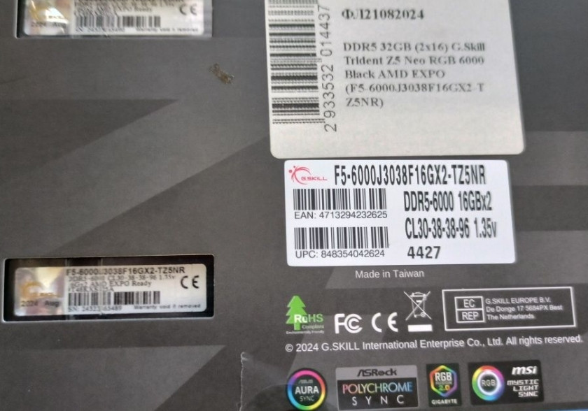 Ddr5 Gskill triden z5 neo rgb 32gb 6000cl30 Харків - фото 3