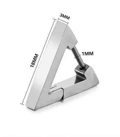 Мужские серьги-треугольники из стали, 2 шт, серебристый цвет Киев