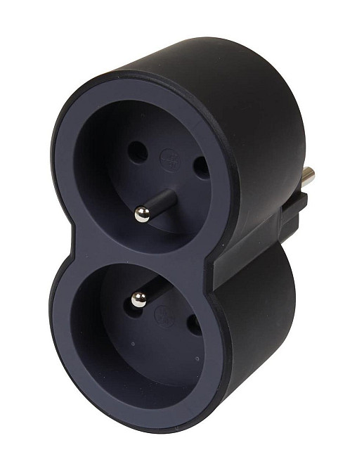 Подовжувач Legrand Biplite 2 розетки з заземленням вертикальне розташування вбудований захист дітей 16А 3680Вт чорний/сірий Київ - фото 1