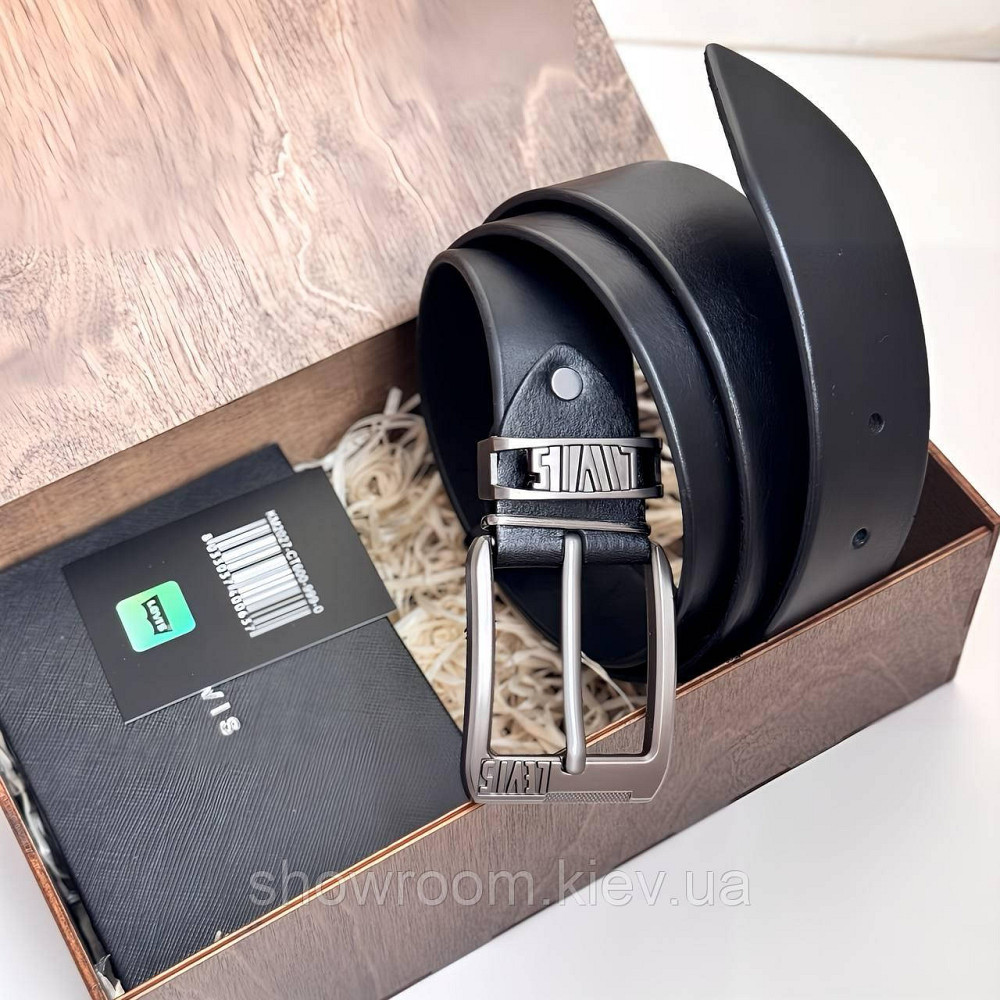 Мужской подарочный набор портмоне и ремень в деревянной коробке Levis (518) Киев - изображение 9