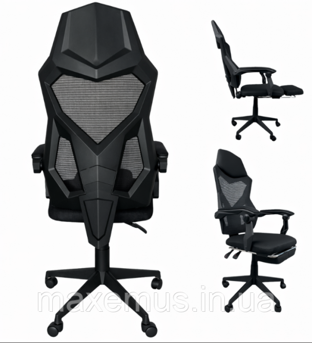 Компьютерное офисное кресло Bonro B9-1 8 черное с подставкой для ног эргономичное кресло с системой качания Multiblock Мостиська - фото 9