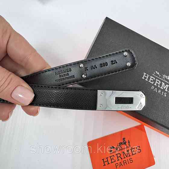 Черный женский кожаный ремень Hermes Гермес (280-2) Киев