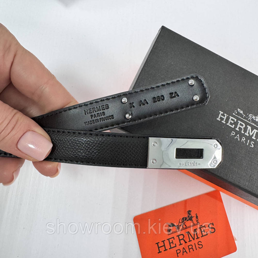 Черный женский кожаный ремень Hermes Гермес (280-2) Киев - изображение 4