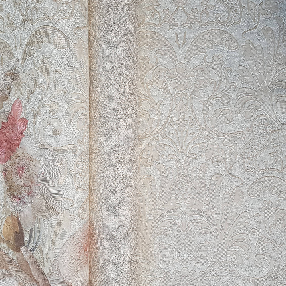 Шпалери метрові вінілові на флізелін Yuanlong Samsara метрові вензелі завитки структурні пісочний білі Київ - фото 2