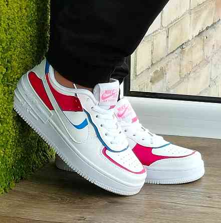 Кроссовки Nike Force Белые Женские Кожаные Форсы Разноцветные Найк Shadow (размеры: 36,37,38,39,40,41) Днепр