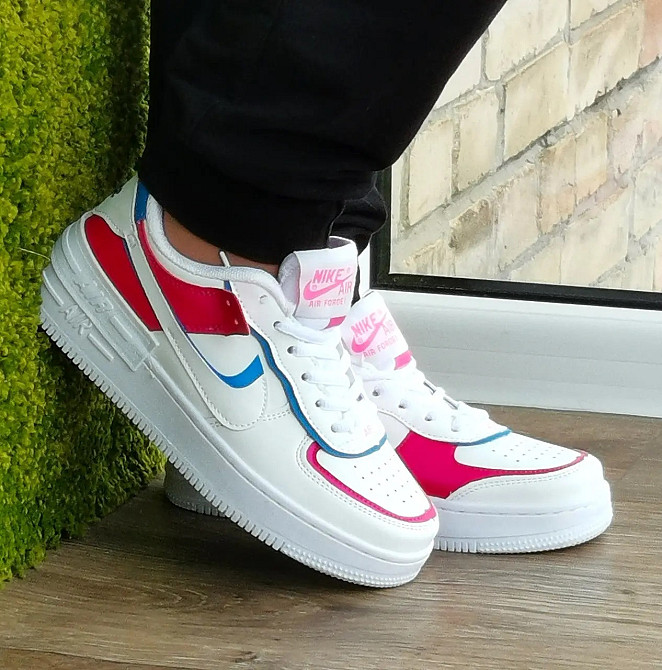 Кроссовки Nike Force Белые Женские Кожаные Форсы Разноцветные Найк Shadow (размеры: 36,37,38,39,40,41) Днепр - изображение 4