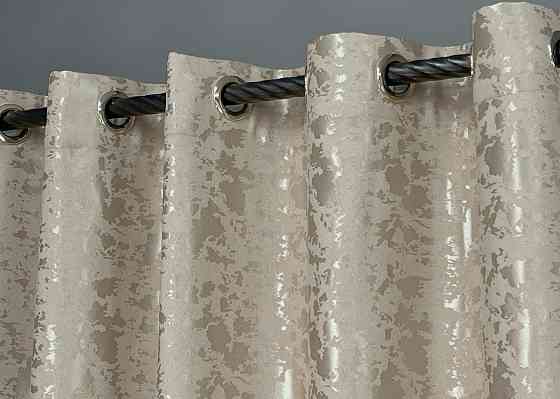 Комплект штор на люверсах VR-Textil Льон мармур Pavliani ХО № 1272ш Теплий бежевий 150х250 см 2 шт (37-0318) Київ