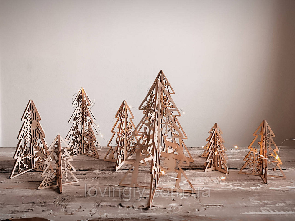 Праздничная объемная декорация. Набор из 10 елок разного размера и дизайнов. Ирпень - изображение 3