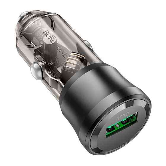 Автомобільний зарядний пристрій BOROFONE BZ23 Noble single-port QC3.0 car charger Transparent Black (6941991106903) Киев