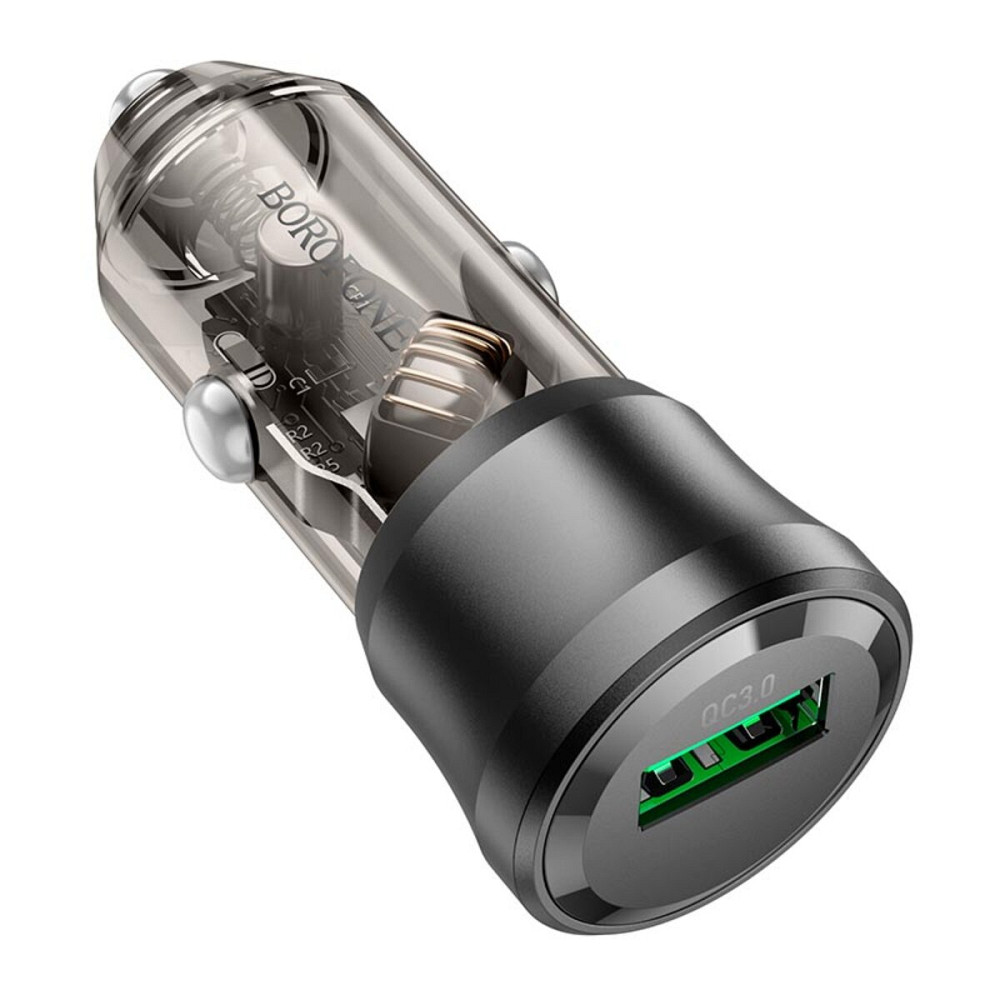 Автомобільний зарядний пристрій BOROFONE BZ23 Noble single-port QC3.0 car charger Transparent Black (6941991106903) Киев - изображение 3