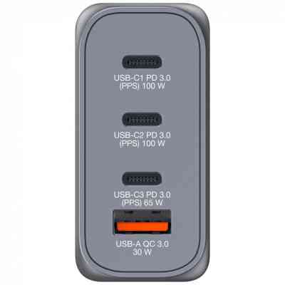 Зарядное устройство Verbatim GaN 100 W 4 ports (2xUSB-C-100 W,USB-C 65 W /USB-A -3.0) (32202) Винница
