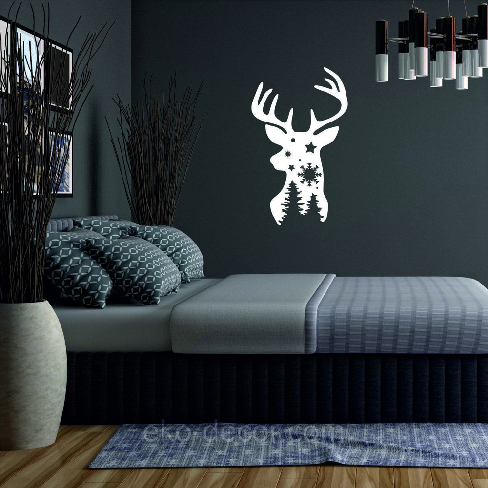 Декоративное настенное Панно «Олень», Декор на стену 70*42 см, Белый Киев - изображение 2